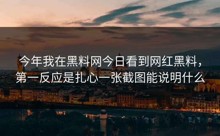 今年我在黑料网今日看到网红黑料，第一反应是扎心一张截图能说明什么