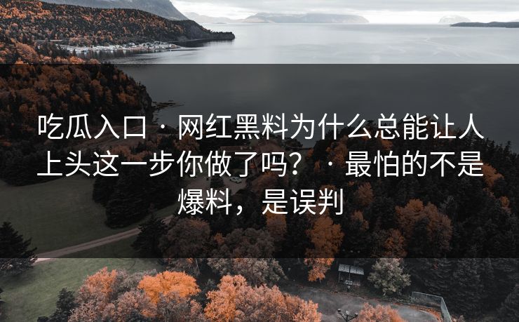 吃瓜入口 · 网红黑料为什么总能让人上头这一步你做了吗？ · 最怕的不是爆料，是误判