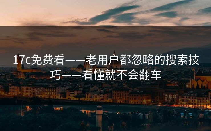 17c免费看——老用户都忽略的搜索技巧——看懂就不会翻车