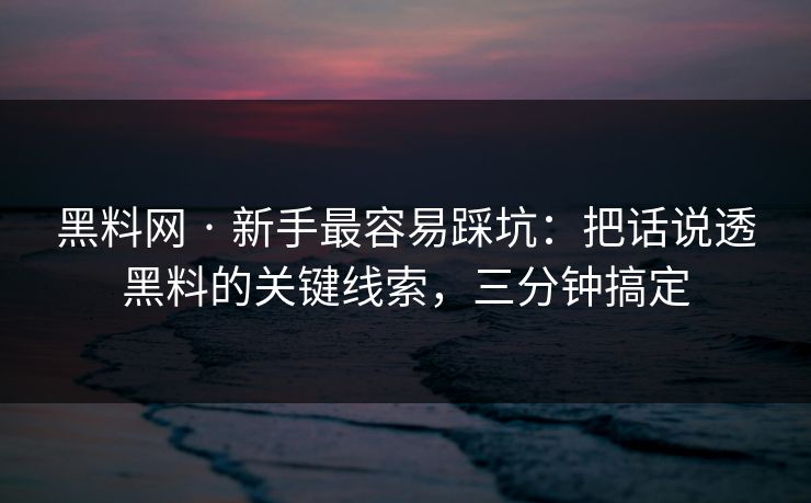 黑料网 · 新手最容易踩坑：把话说透黑料的关键线索，三分钟搞定