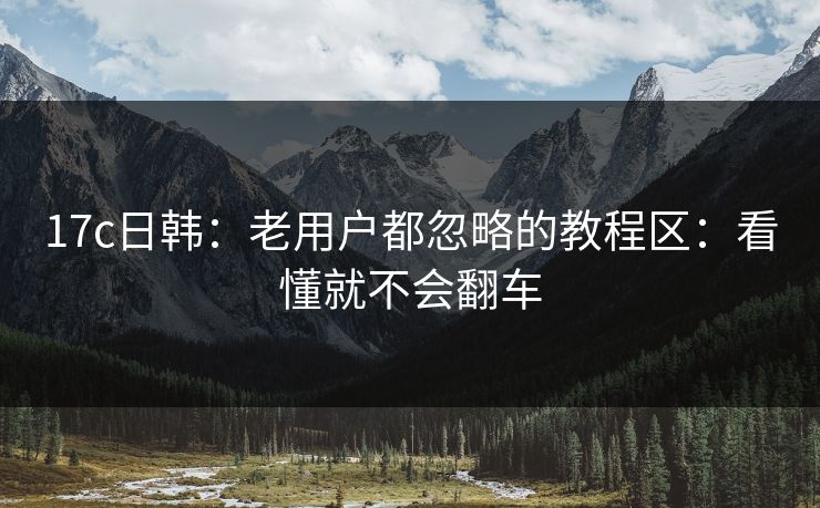 17c日韩：老用户都忽略的教程区：看懂就不会翻车