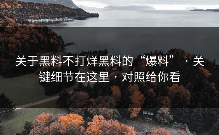 关于黑料不打烊黑料的“爆料” · 关键细节在这里 · 对照给你看 关于黑料不打烊黑料的“爆料” · 关键细节在这里 · 对照给你看